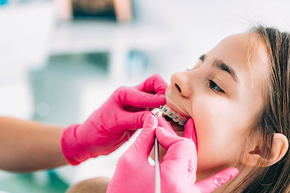 Child getting braces