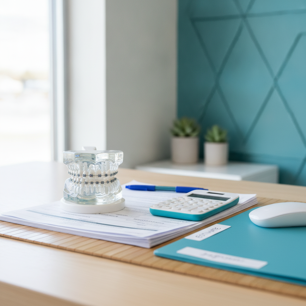 Braces cost planning with insurance paperwork at a Fort Collins orthodontist