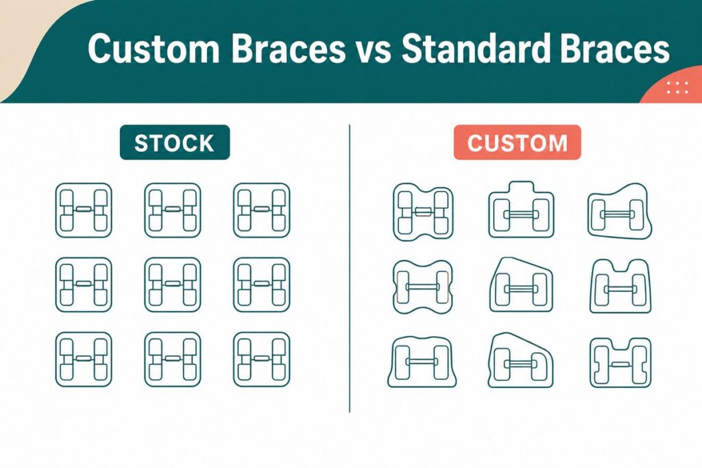Comparison of stock orthodontic brackets against custom-designed brackets